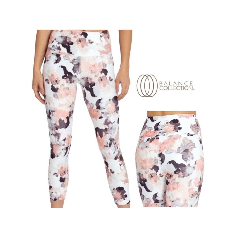 Balance Collection White Black Pink Water Mark Leggings. Size Small